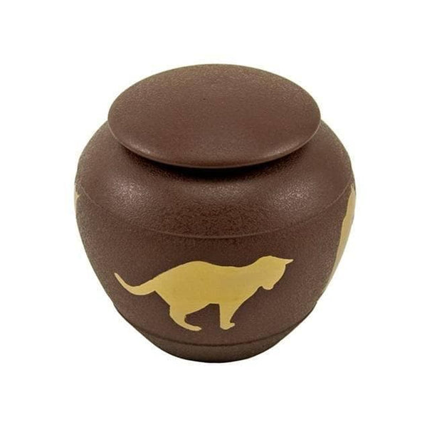 Brown Brass Felina Medium Pet Urn