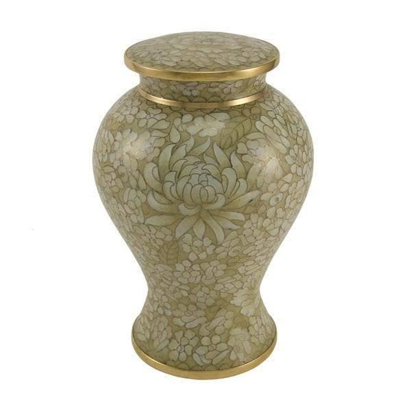 White Cloisonné Floral Extra Large Pet Urn