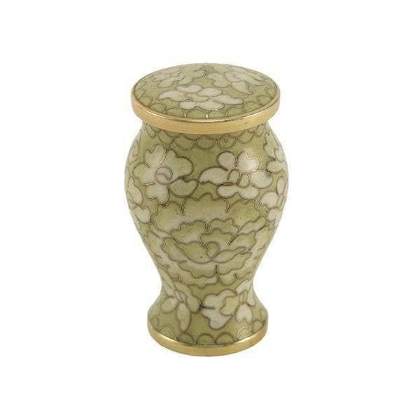 White Cloisonné Floral Keepsake Urn