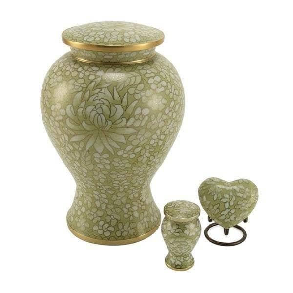 White Cloisonné Floral Keepsake Urn