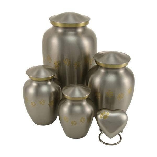 Pewter Brass Gabrielle Paw Heart Keepsake Urn