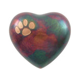 Raku Brass Gabrielle Paw Heart Keepsake Urn