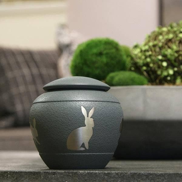 Gray Brass Lulu Rabbit Silhouette Medium Pet Urn
