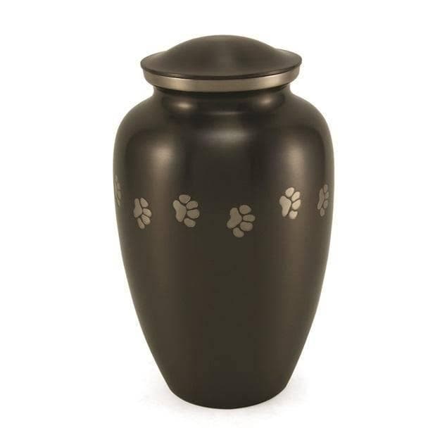 Gray Brass Micah Pawprint Extra Large Pet Urn