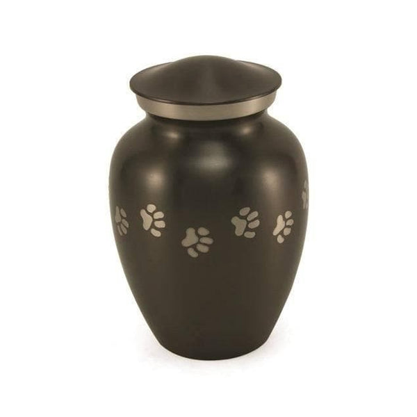 Charcoal Brass Pawprint Large Pet Urn