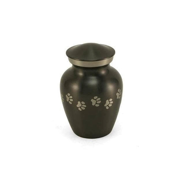 Charcoal Brass Pawprint Small Pet Urn