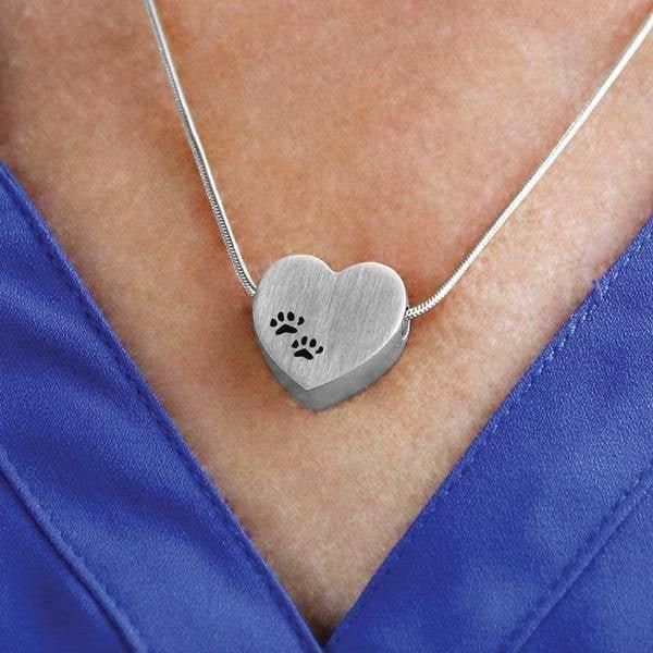 Pewter Stainless Steel Pawel Paws Heart Pet Jewelry