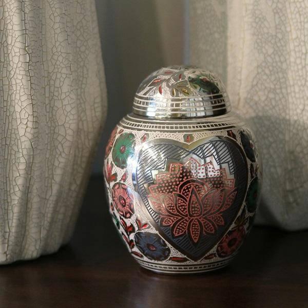 Silver Brass Seraphina Floral Medium Pet Urn