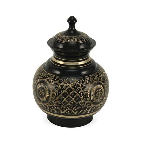 Black Brass Uriel Engraved Large Pet Urn