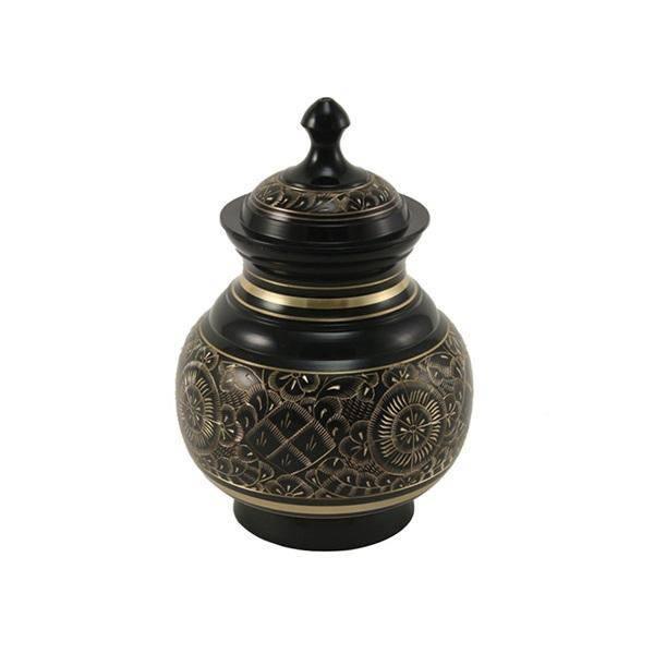 Black Brass Uriel Engraved Medium Pet Urn