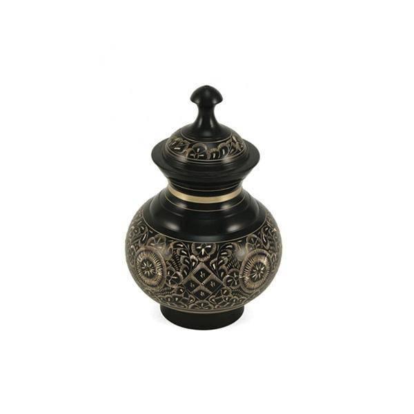 Black Brass Uriel Engraved Small Pet Urn