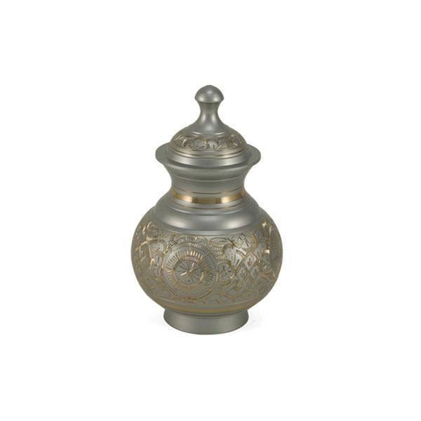 Silver Brass Uriel Engraved Small Pet Urn